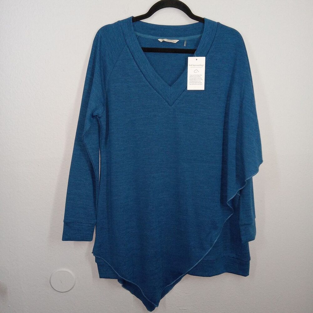 Soft Surroundings Madison Cape Tunic Sweater Medium Top Asymmetrical Stretch NWT